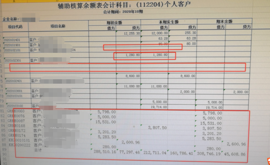 輔助核算余額表導出錯亂.png